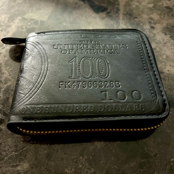 Bags | Vintage Black Leather 10 Dollar Bill Zippered Wallet | Poshmark